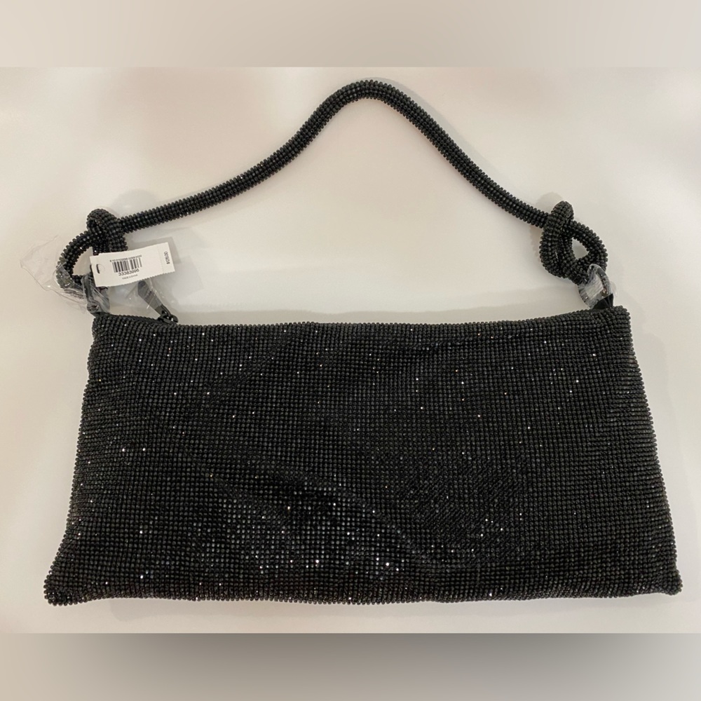 Rhinestone knot strap slouch bag